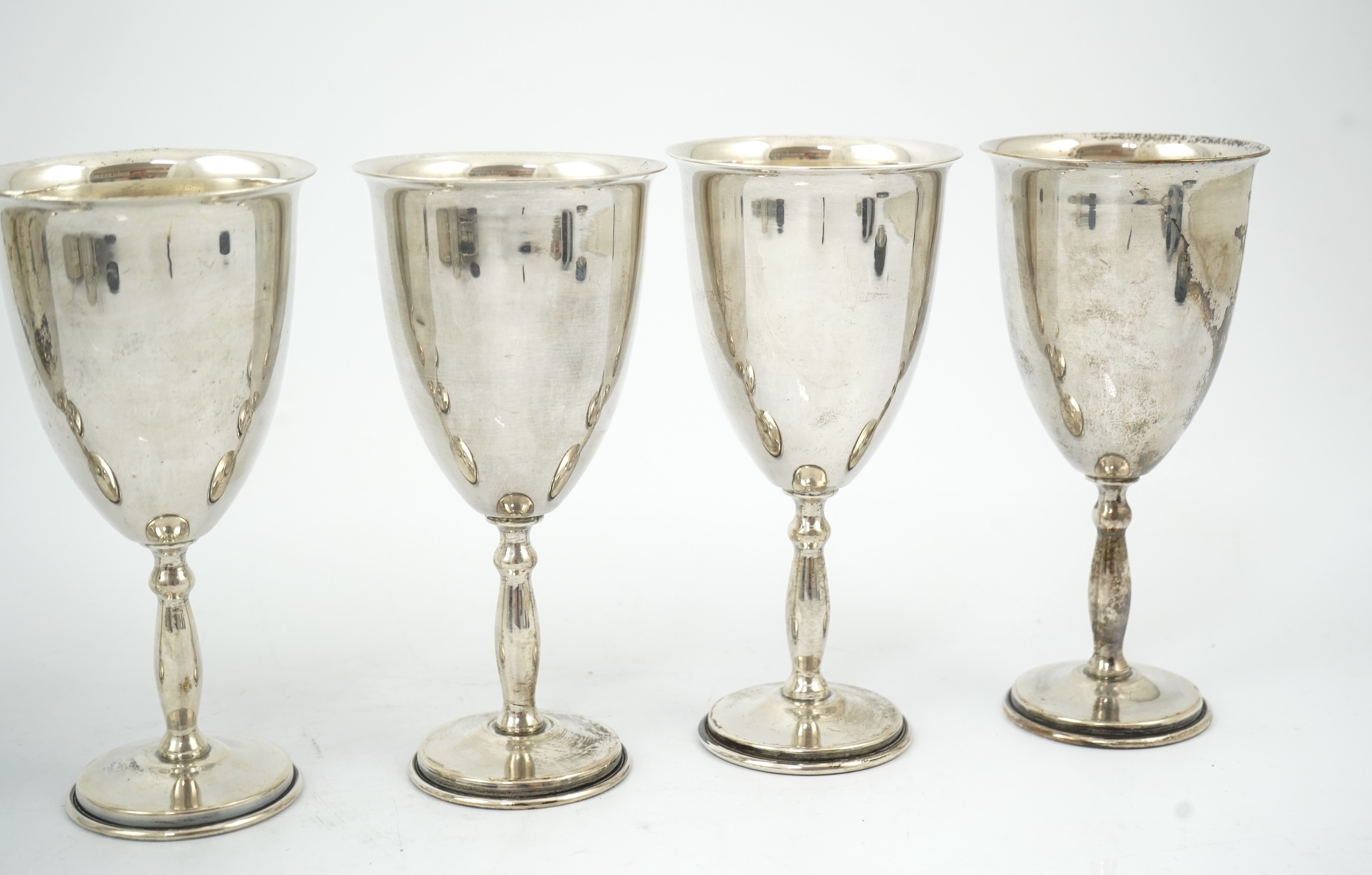 A set of six 20th century Mexican sterling silver goblets